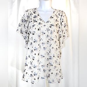 3/$20 DR2 SZ L Floral Crochet Trim Top
